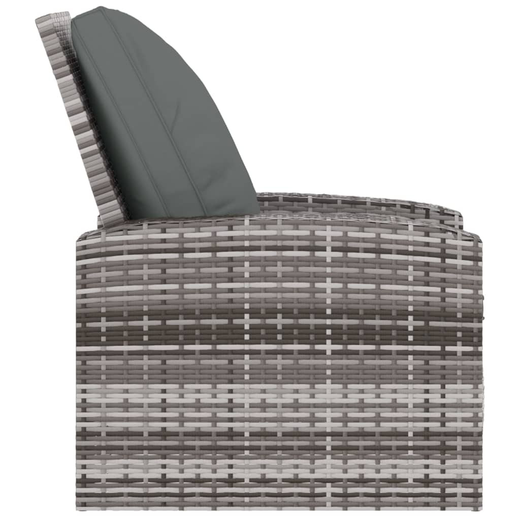 szürke polyrattan dönthető kerti szék párnával