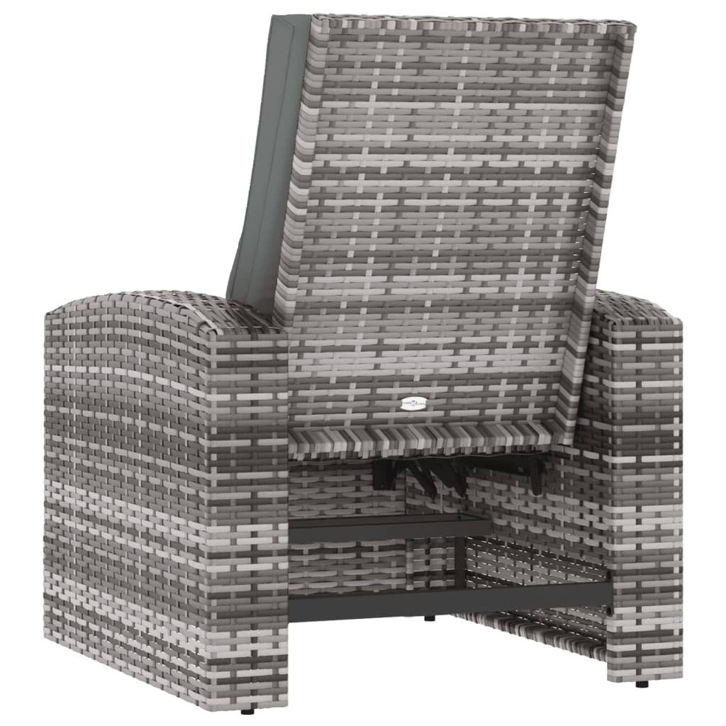 szürke polyrattan dönthető kerti szék párnával