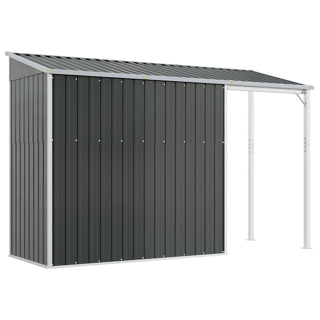 antracitszürke fészer meghosszabbított tetővel 277x107x181 cm