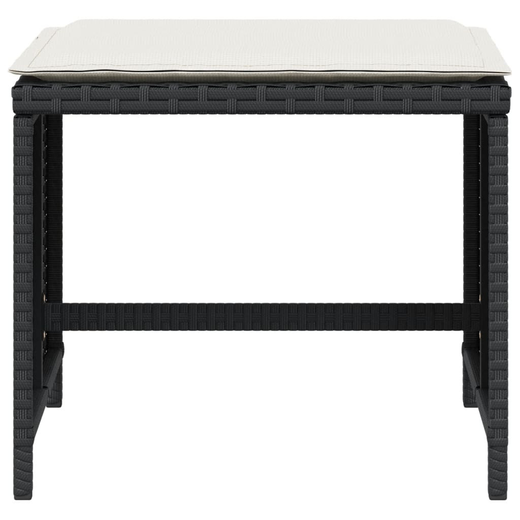 4 db fekete polyrattan kerti szék párnával 41 x 41 x 36 cm