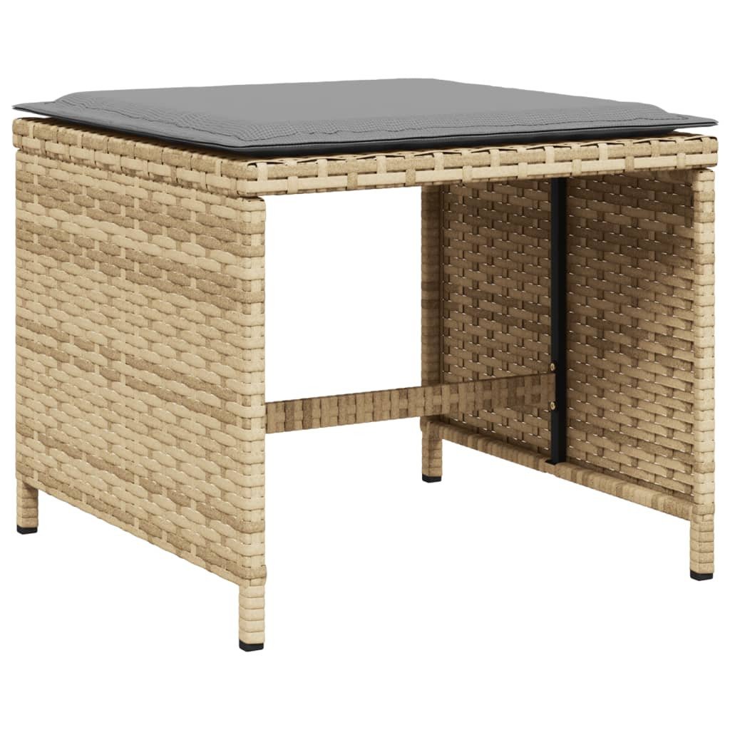 4 db vegyes bézs polyrattan kerti szék párnával 41 x 41 x 36 cm