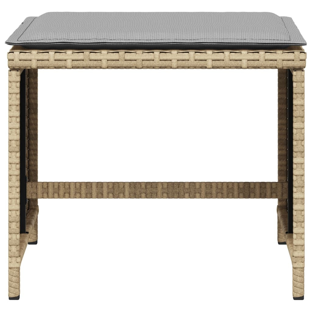 4 db vegyes bézs polyrattan kerti szék párnával 41 x 41 x 36 cm