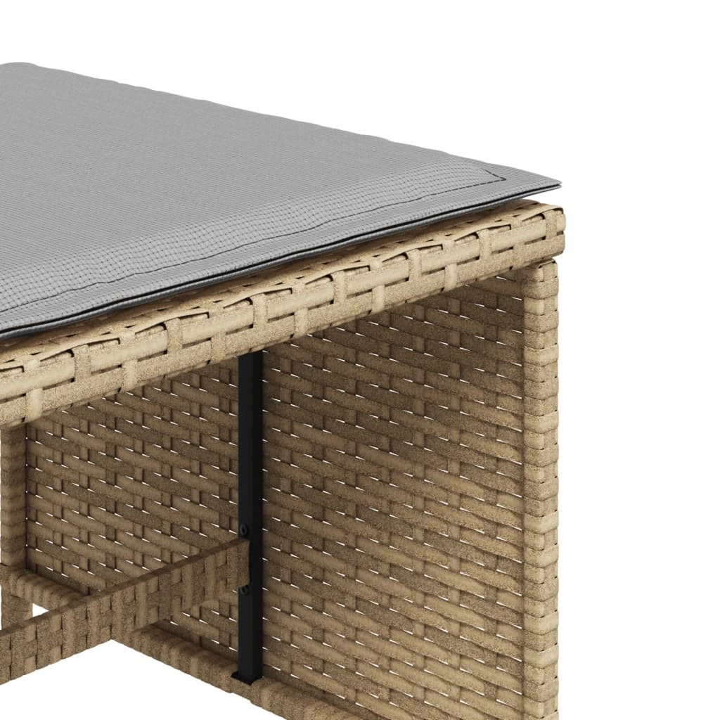 4 db vegyes bézs polyrattan kerti szék párnával 41 x 41 x 36 cm