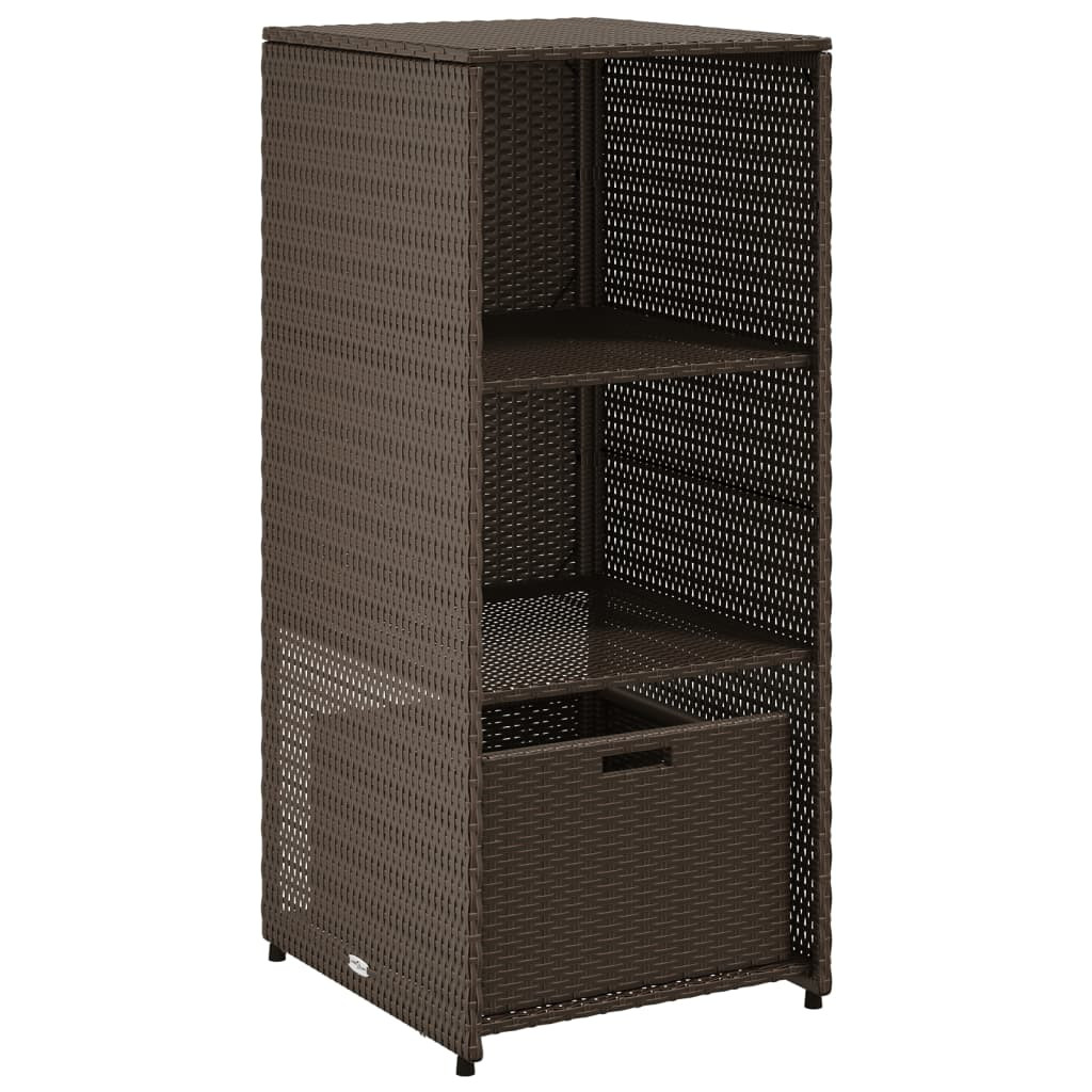 barna polyrattan kerti tárolószekrény 50 x 55 x 115 cm