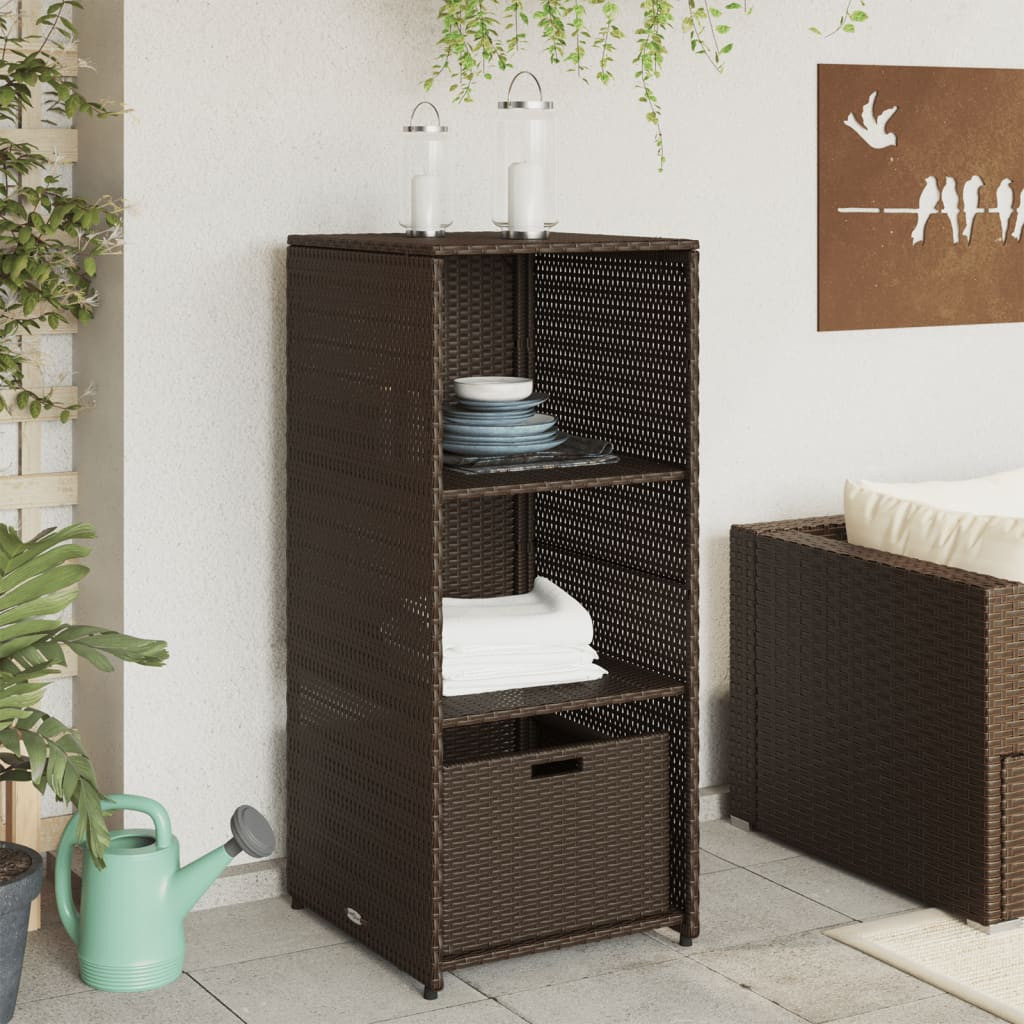 barna polyrattan kerti tárolószekrény 50 x 55 x 115 cm