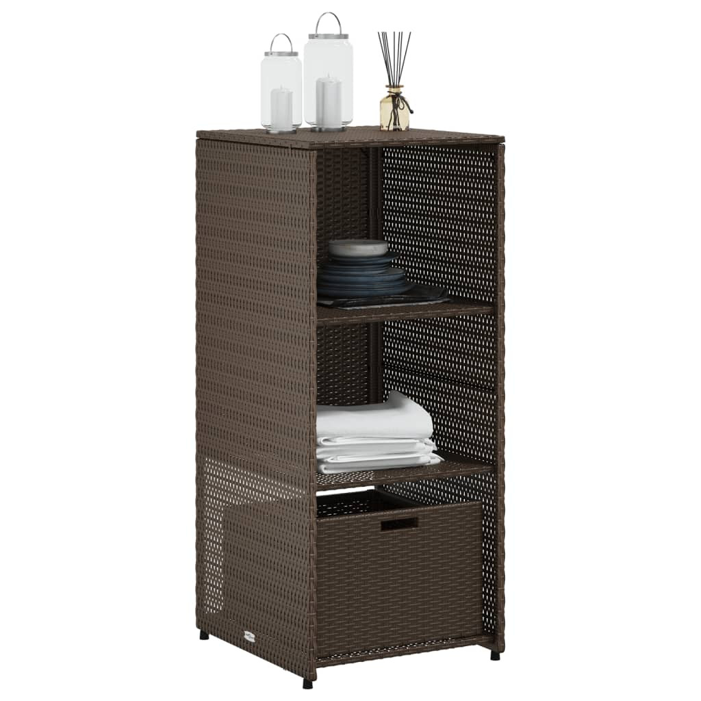 barna polyrattan kerti tárolószekrény 50 x 55 x 115 cm