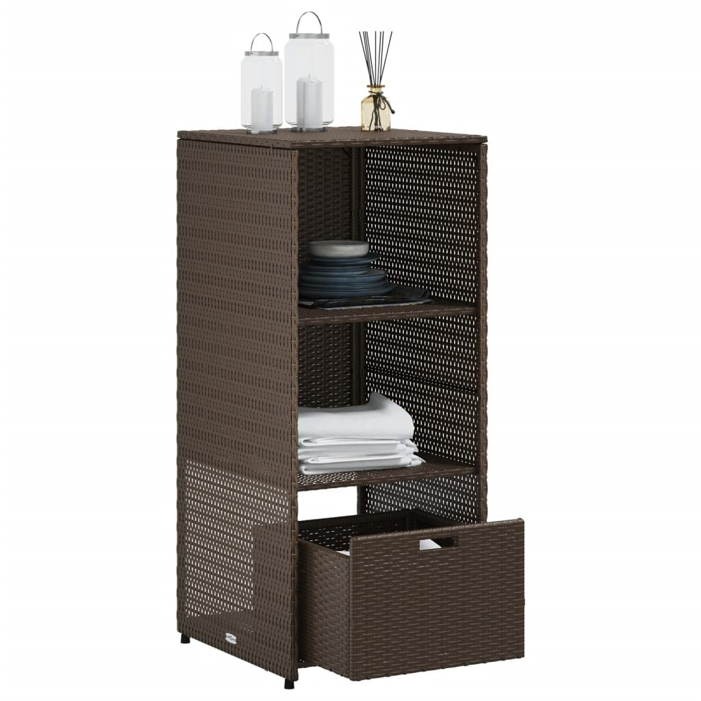 barna polyrattan kerti tárolószekrény 50 x 55 x 115 cm