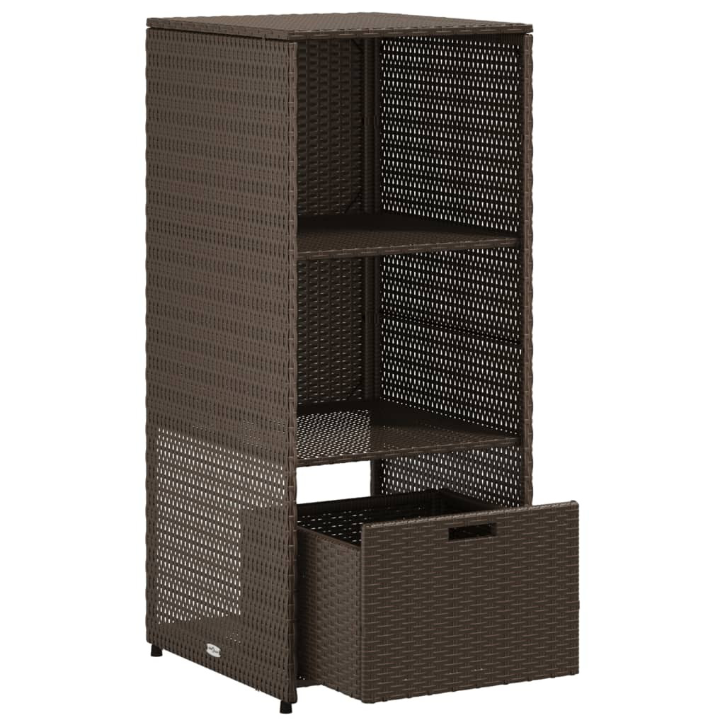 barna polyrattan kerti tárolószekrény 50 x 55 x 115 cm