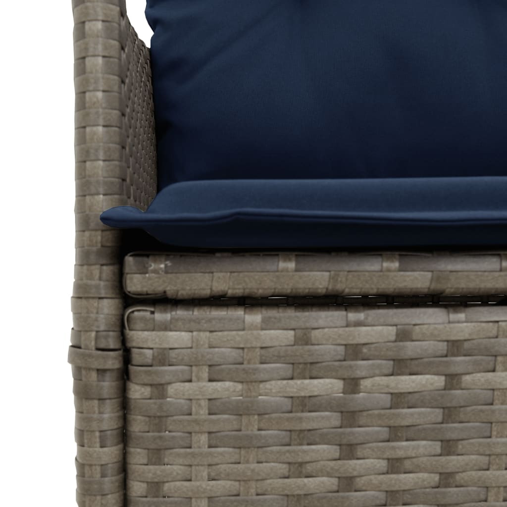 kétszemélyes dönthető kerti kanapé asztallal, szürke polyrattan