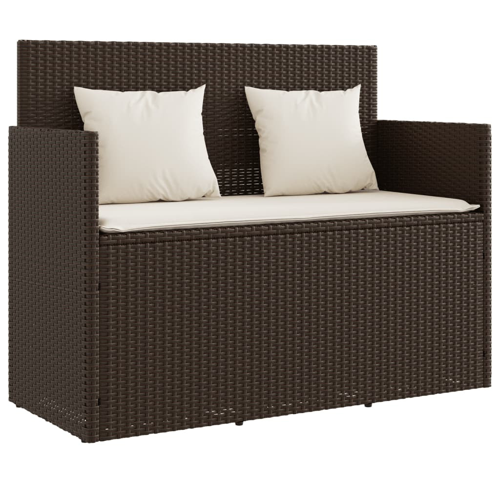 barna polyrattan kerti pad párnákkal