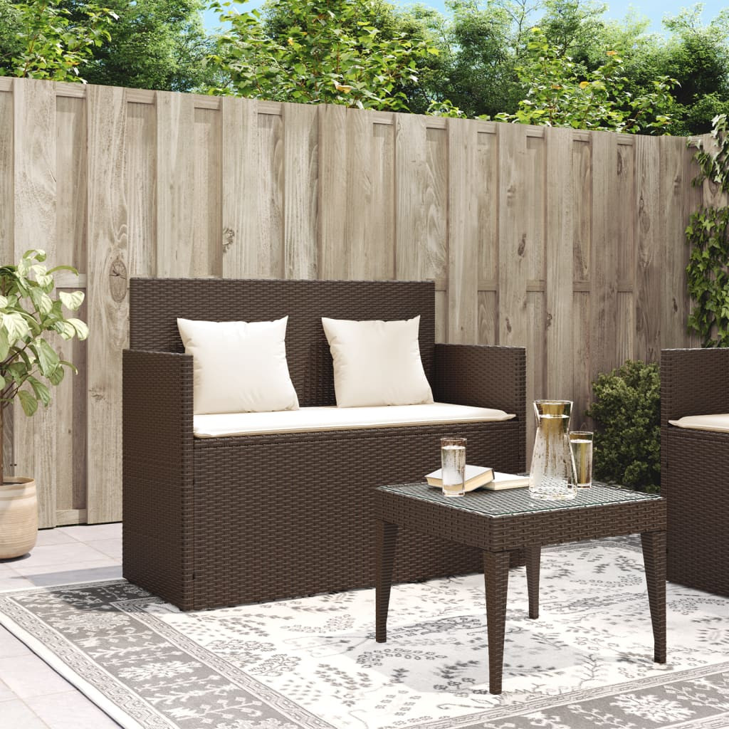 barna polyrattan kerti pad párnákkal