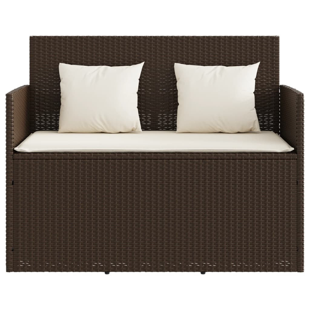 barna polyrattan kerti pad párnákkal
