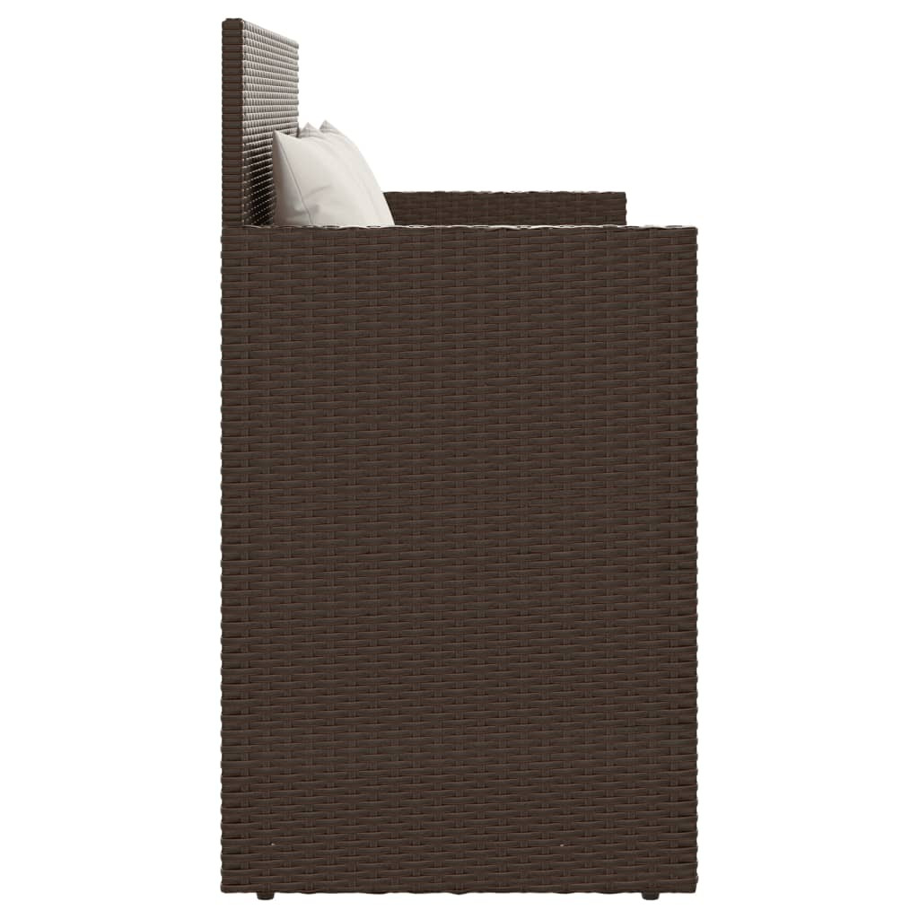 barna polyrattan kerti pad párnákkal