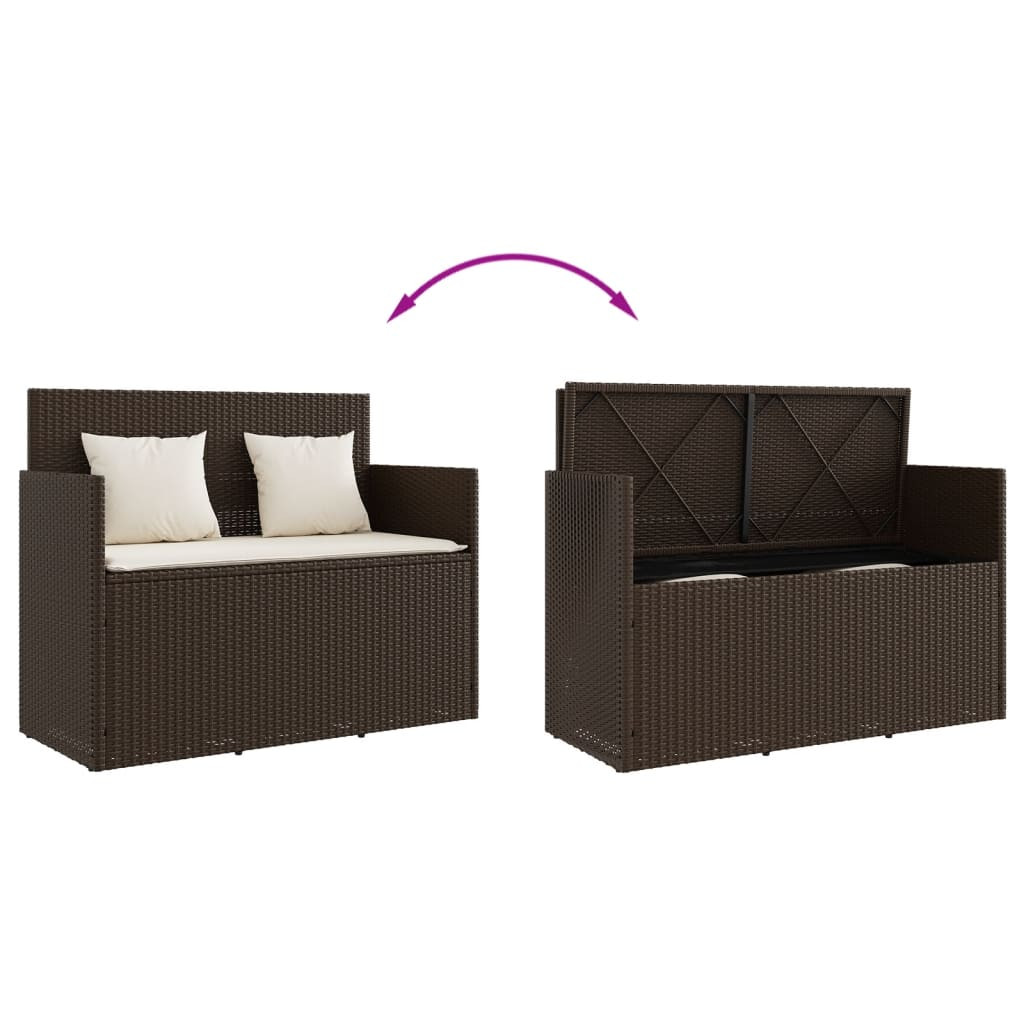 barna polyrattan kerti pad párnákkal