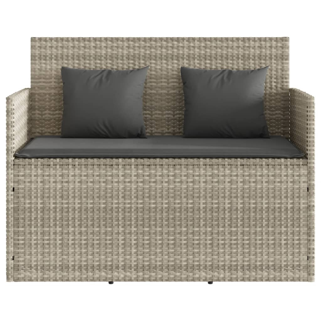 világosszürke polyrattan kerti pad párnákkal