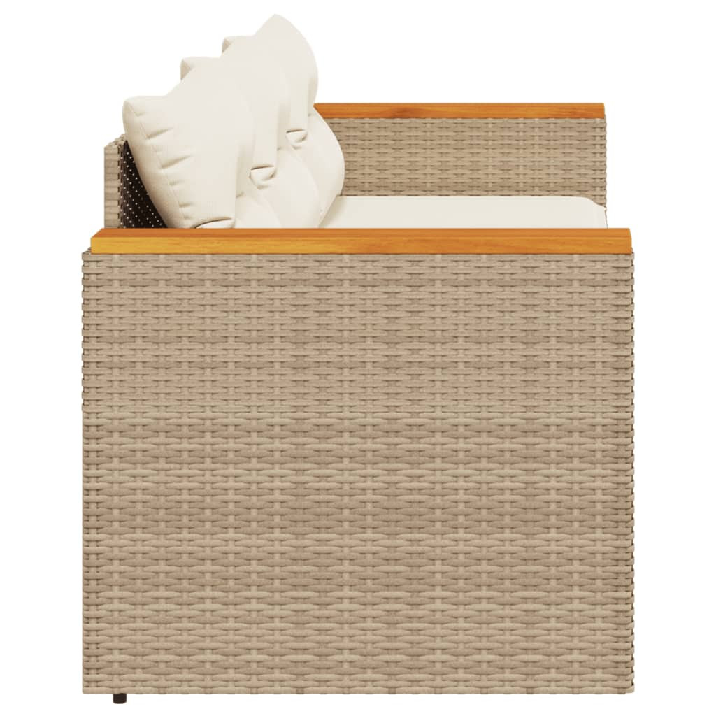 3 személyes bézs polyrattan kerti kanapé párnával 3 személyes bézs polyrattan kerti kanapé párnával