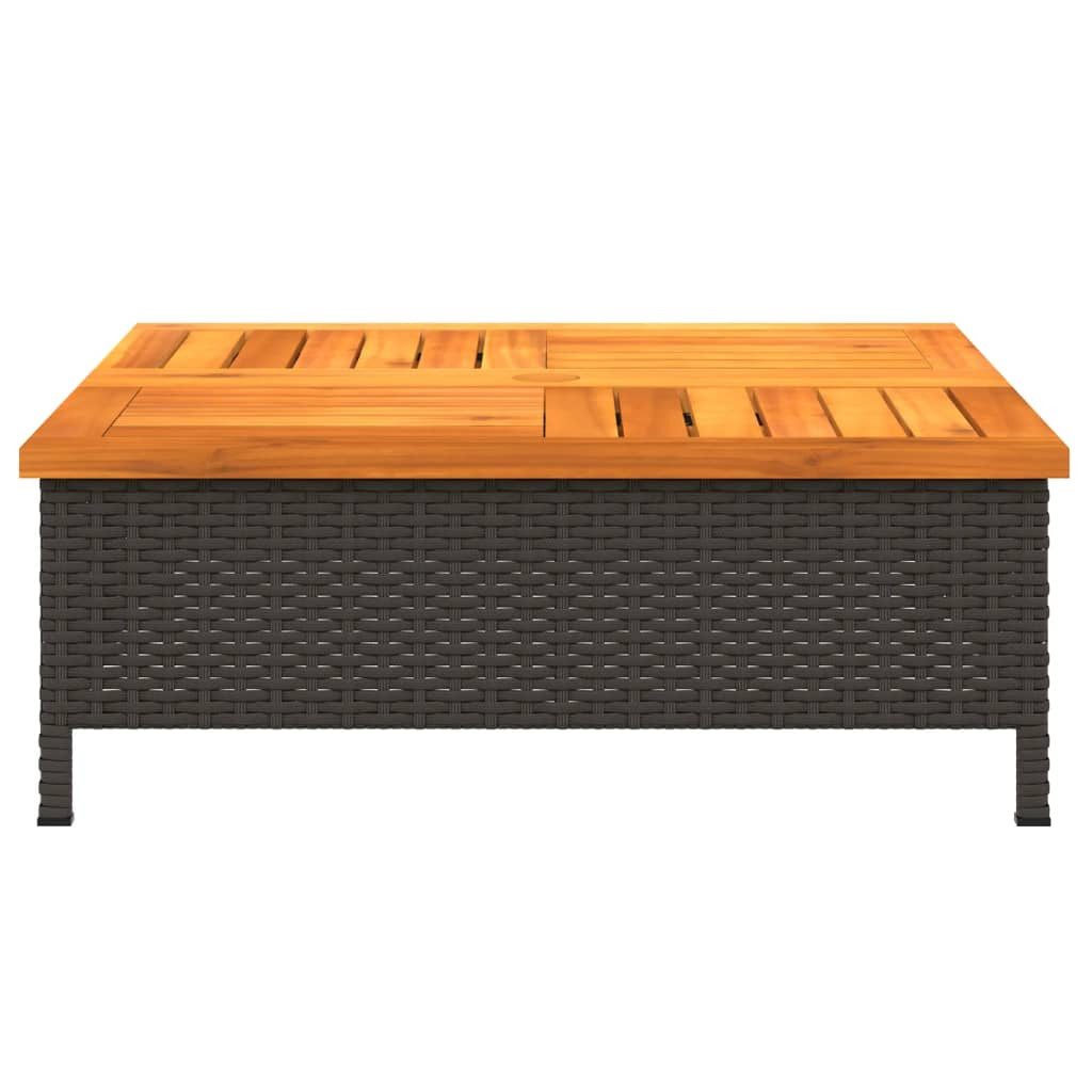 fekete polyrattan és akácfa napernyőtalp-burkolat 70x70x25 cm