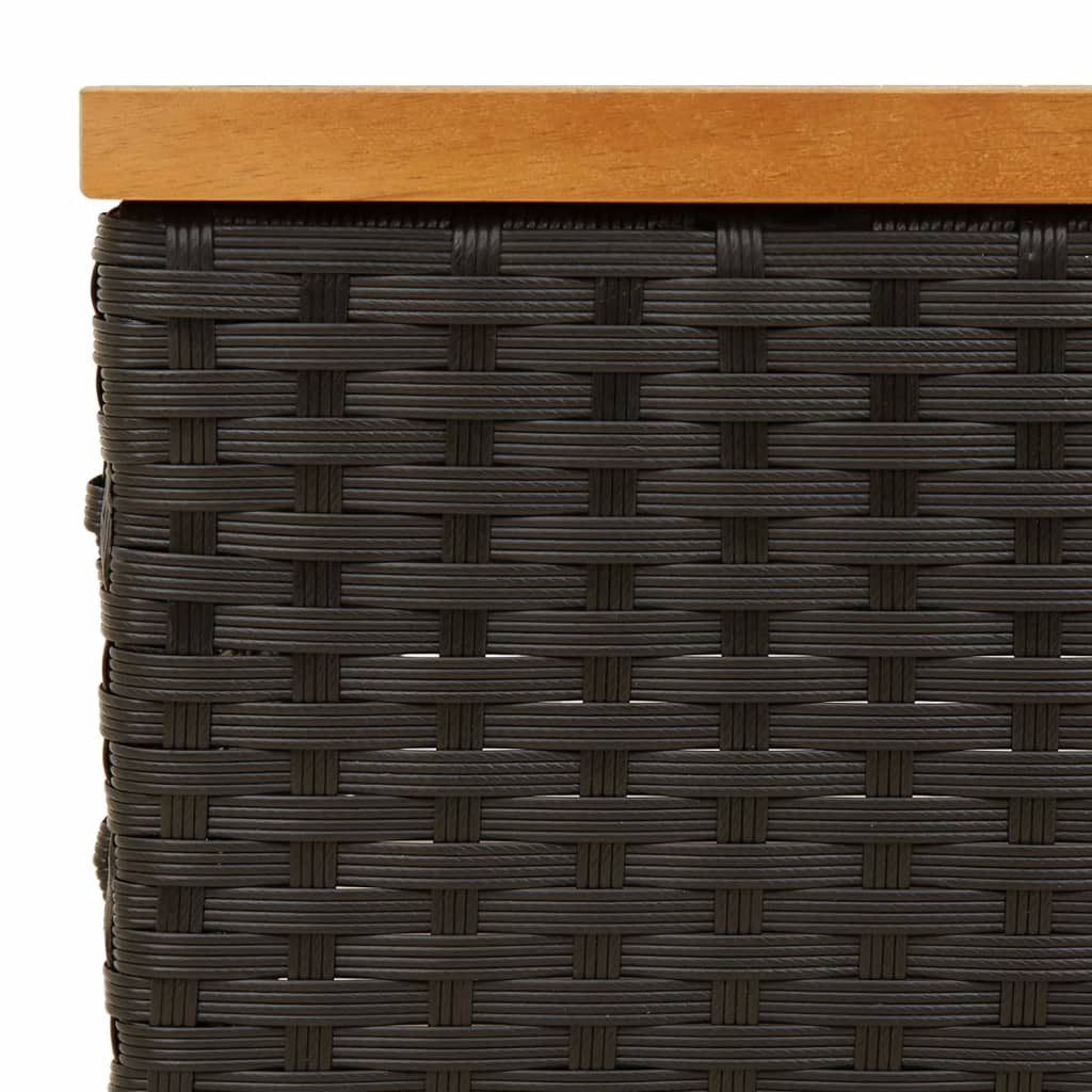 fekete polyrattan és akácfa napernyőtalp-burkolat 70x70x25 cm