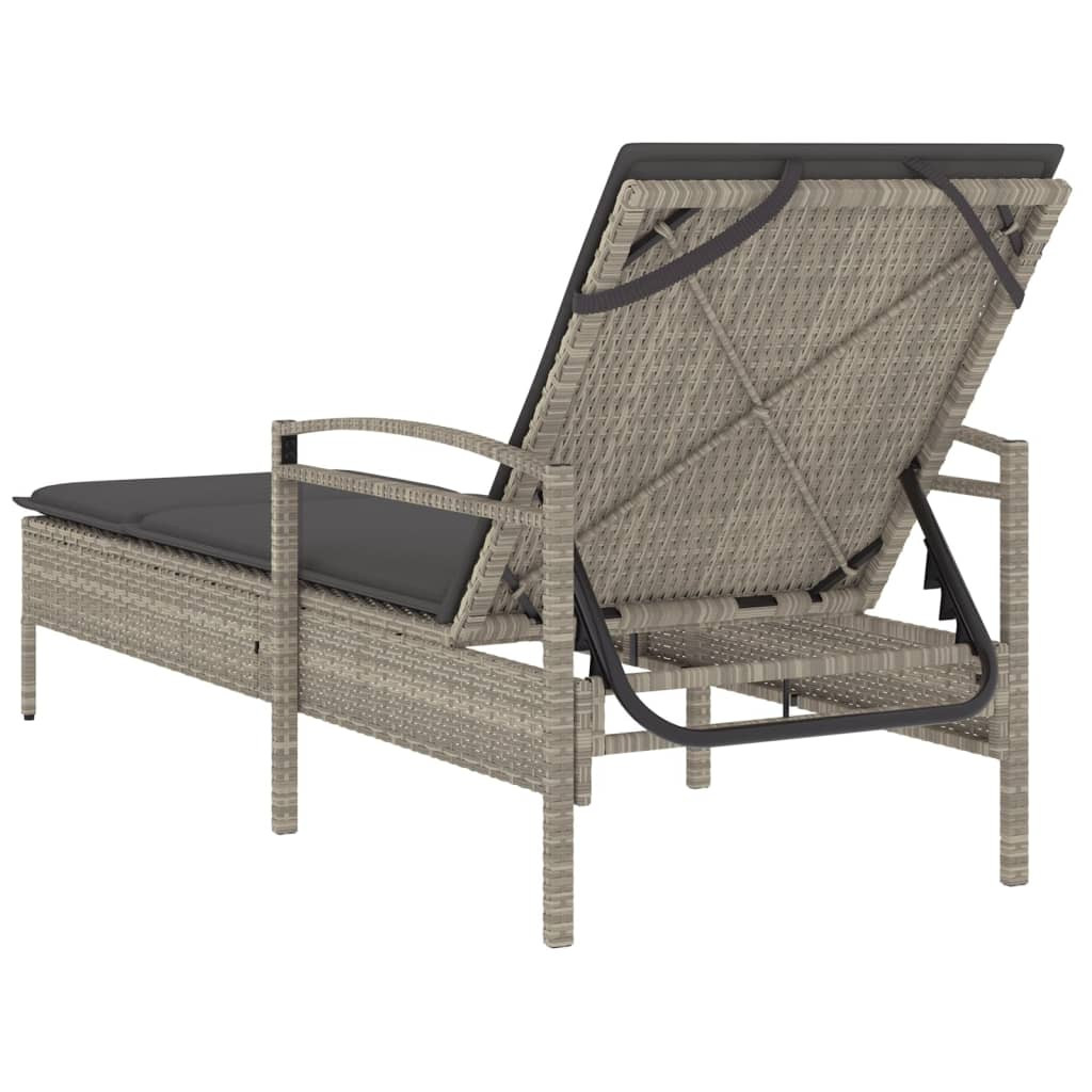 világosszürke polyrattan napozóágy párnával 63x200x81 cm világosszürke polyrattan napozóágy párnával 63x200x81 cm