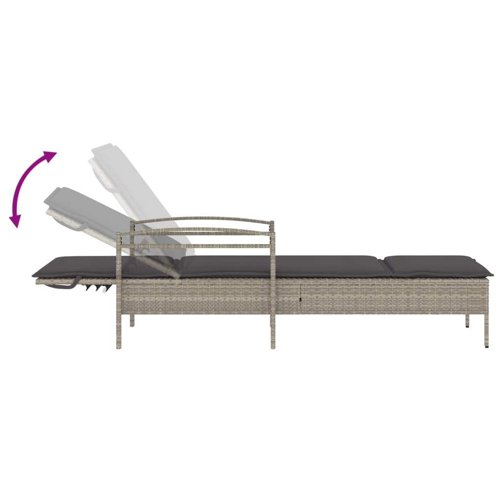világosszürke polyrattan napozóágy párnával 63x200x81 cm világosszürke polyrattan napozóágy párnával 63x200x81 cm