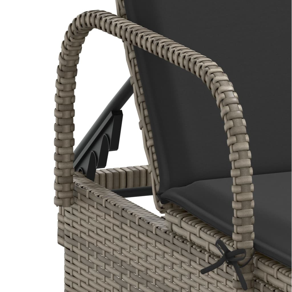 szürke polyrattan napozóágy kerekekkel és párnával szürke polyrattan napozóágy kerekekkel és párnával
