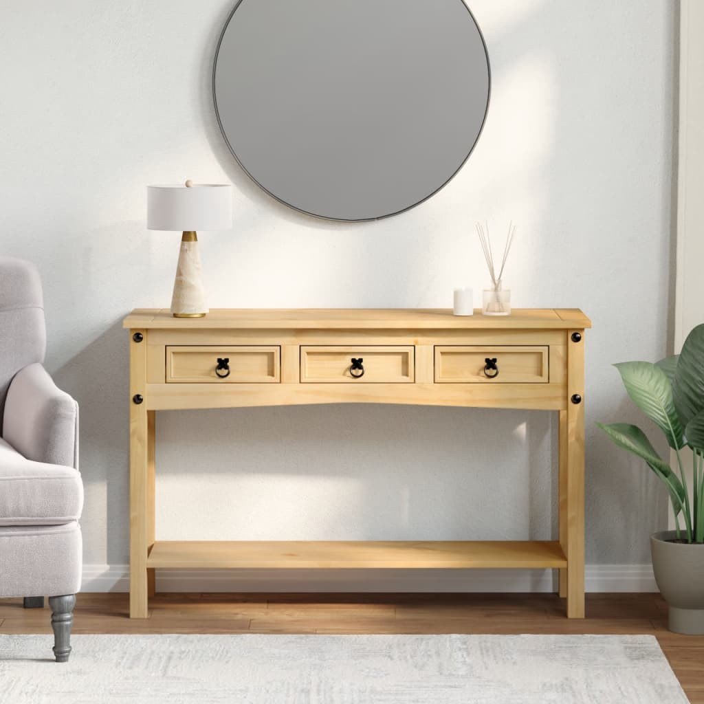 Corona tömör fenyőfa konzolasztal 114 x 34,5 x 73 cm