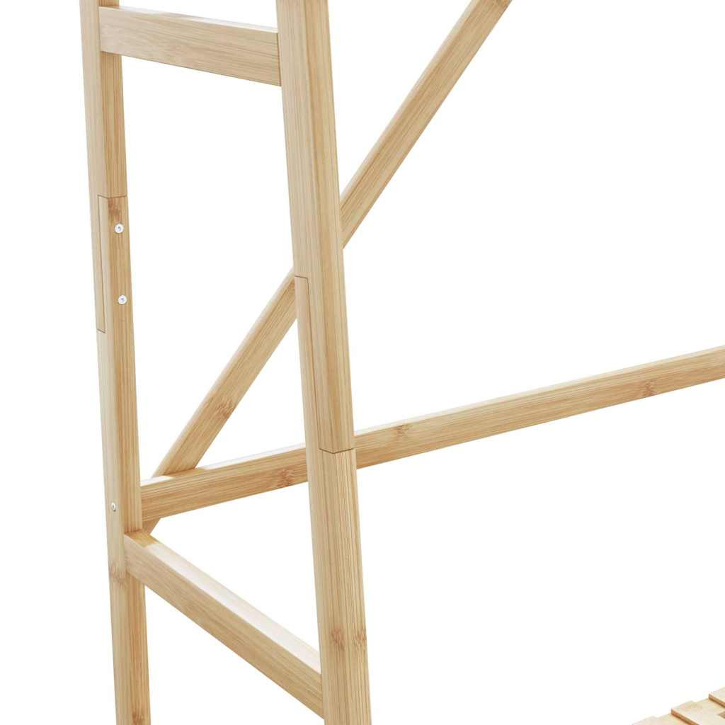 bambusz ruhaállvány polcokkal 110x40x180 cm