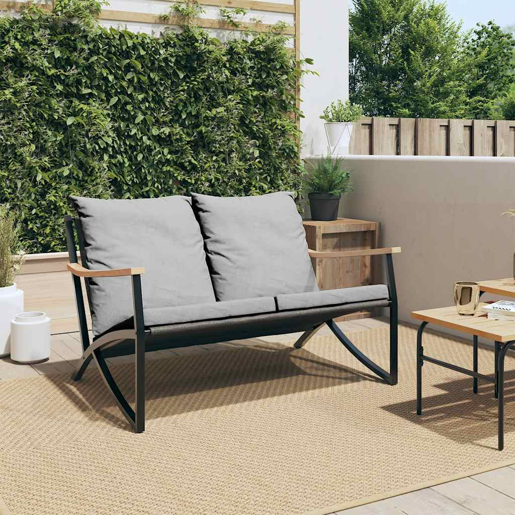 fekete acél kerti pad párnákkal 120 cm fekete acél kerti pad párnákkal 120 cm