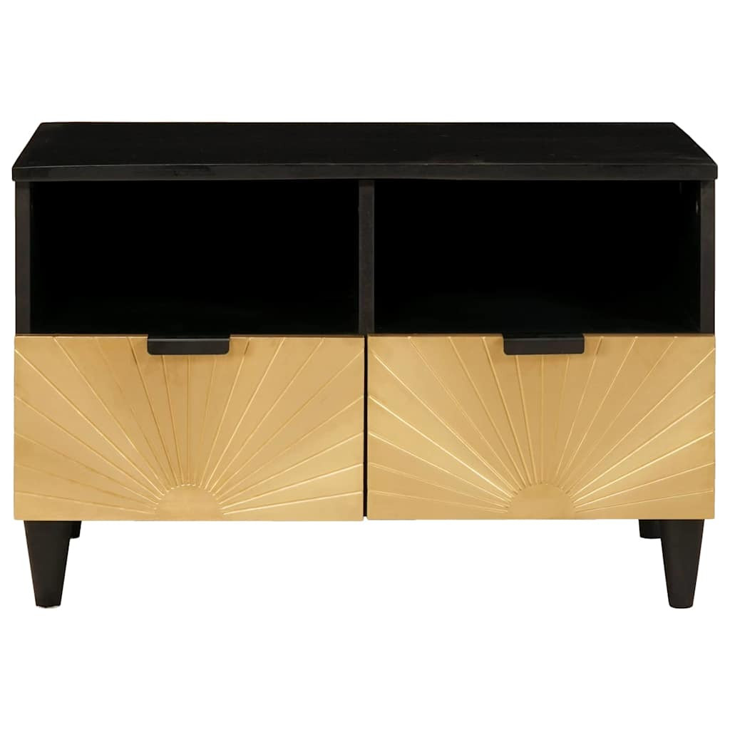 TV szekrény Fekete és Arany 70 x 33 x 46 cm tömör mangófa