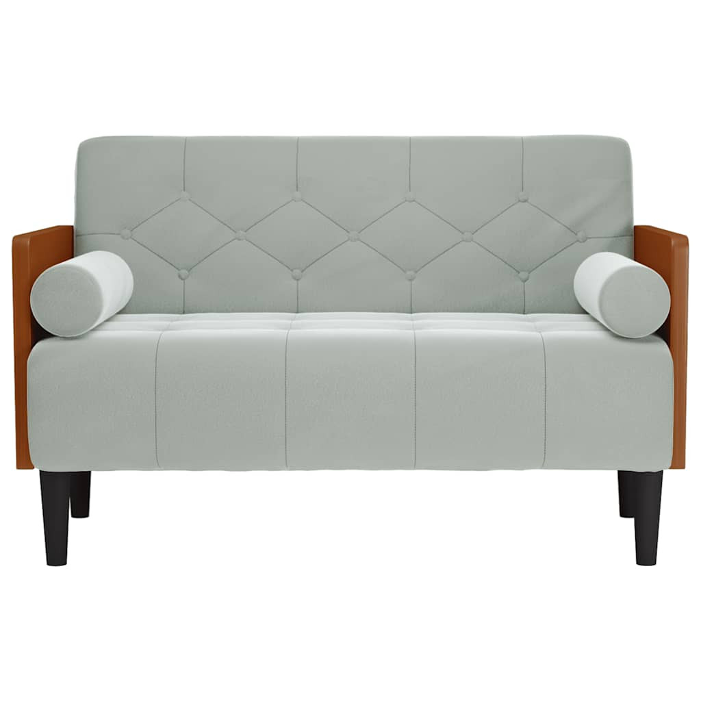 világosszürke bársony loveseat kanapé párnákkal 110 cm