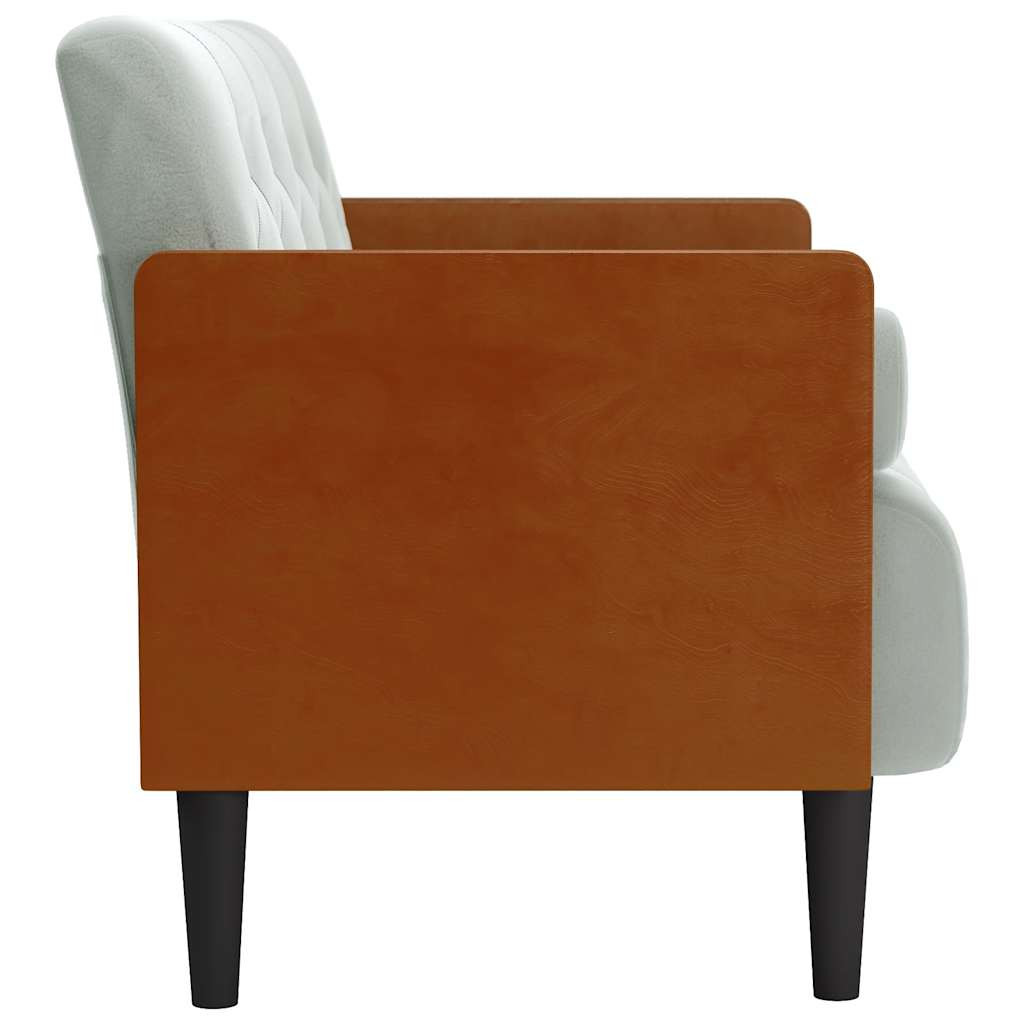 világosszürke bársony loveseat kanapé párnákkal 110 cm