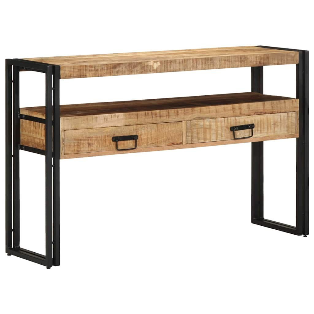 Konzolasztal fiókkal Barna 120 x 33 x 75 cm tömör mangófa