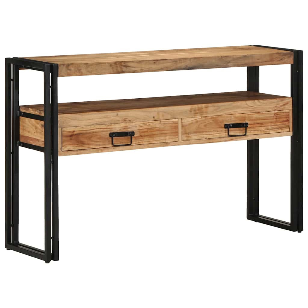 vidaXL Konzolasztal fiókkal Barna 120 x 33 x 75 cm Tömör Akácfa