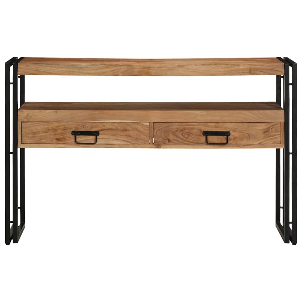 vidaXL Konzolasztal fiókkal Barna 120 x 33 x 75 cm Tömör Akácfa