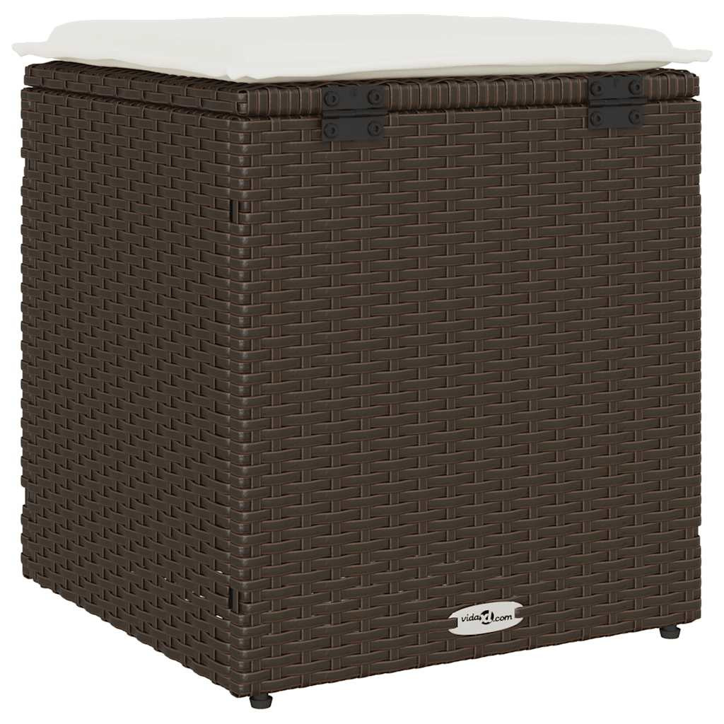 2 db barna polyrattan kerti szék párnával 40x40x43 cm