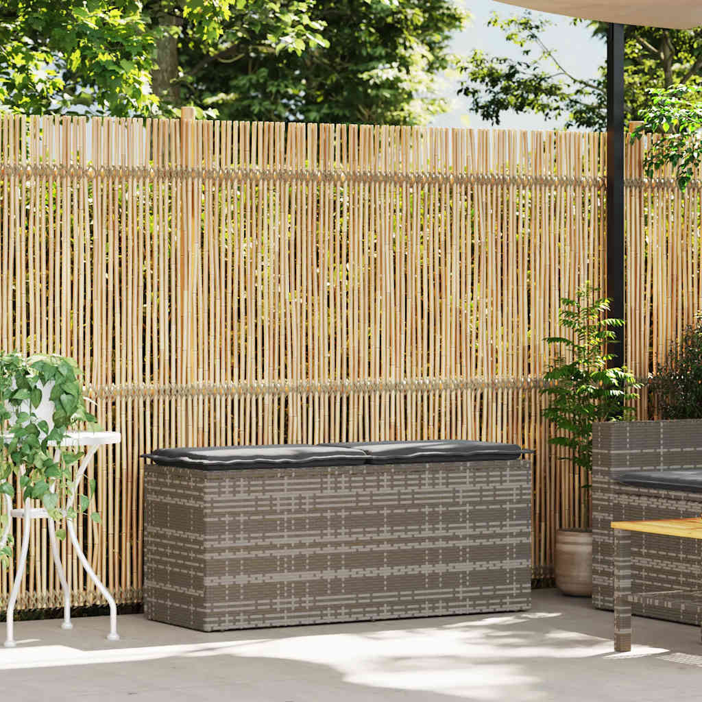 szürke polyrattan kerti pad párnával 116 x 46 x 57 cm