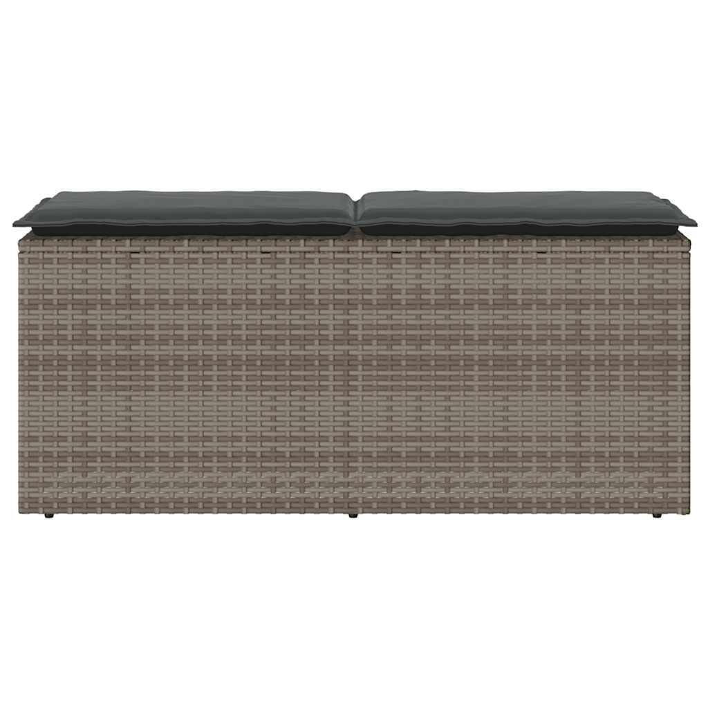 szürke polyrattan kerti pad párnával 116 x 46 x 57 cm