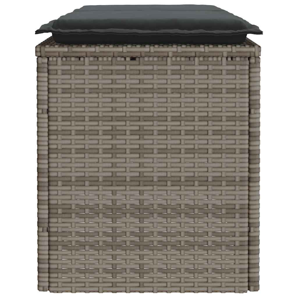 szürke polyrattan kerti pad párnával 116 x 46 x 57 cm