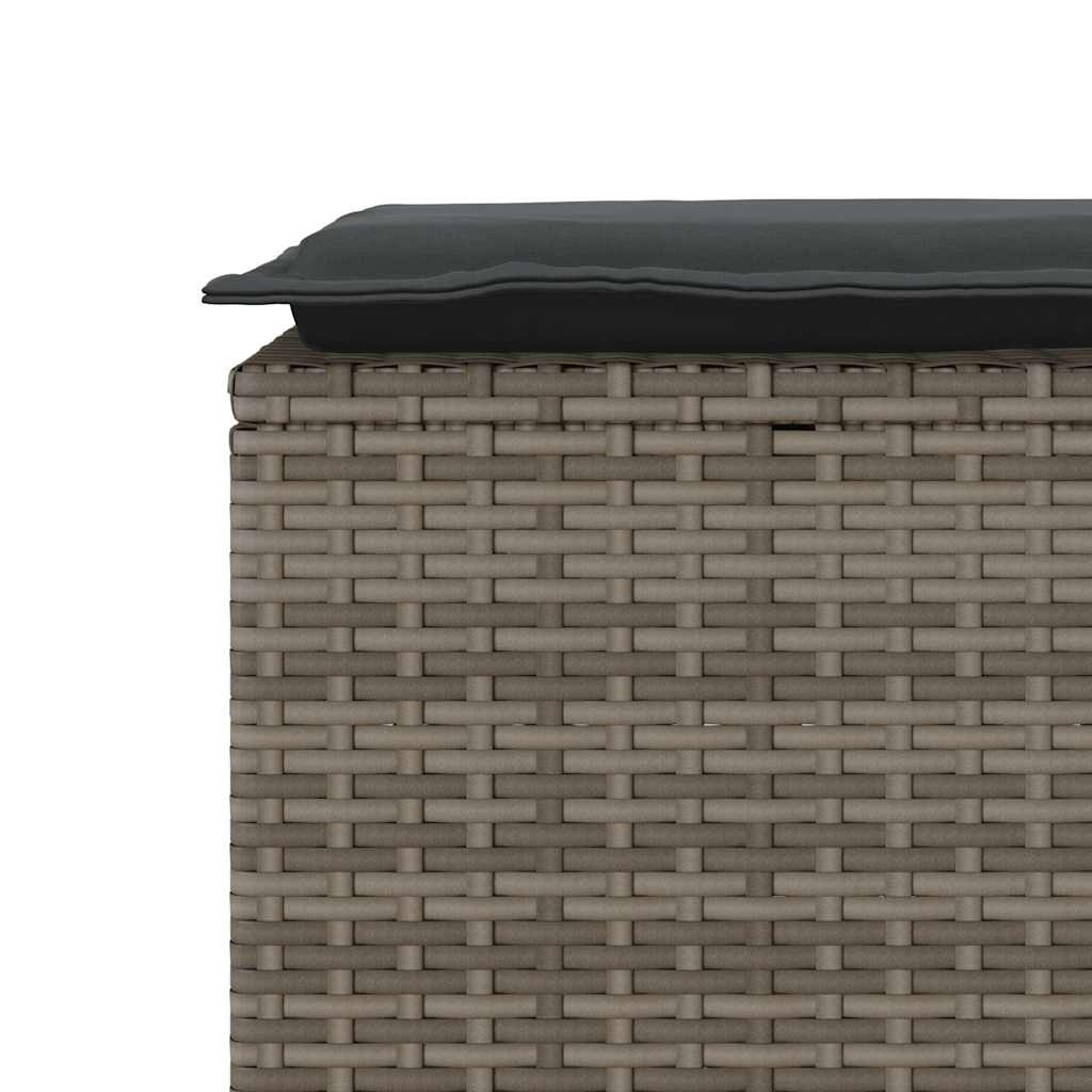 szürke polyrattan kerti pad párnával 116 x 46 x 57 cm