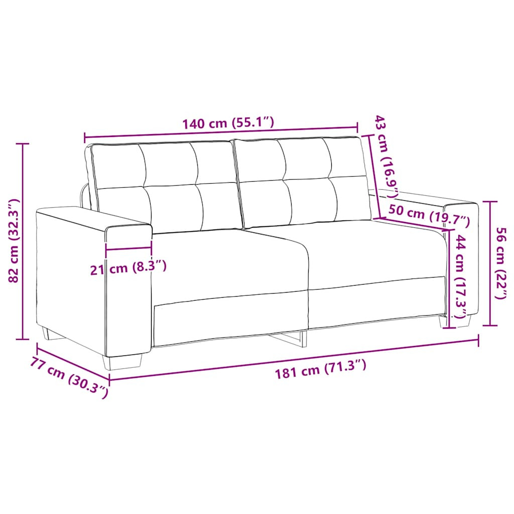 vidaXL vászon loveseat kanapé 180x77x82 cm