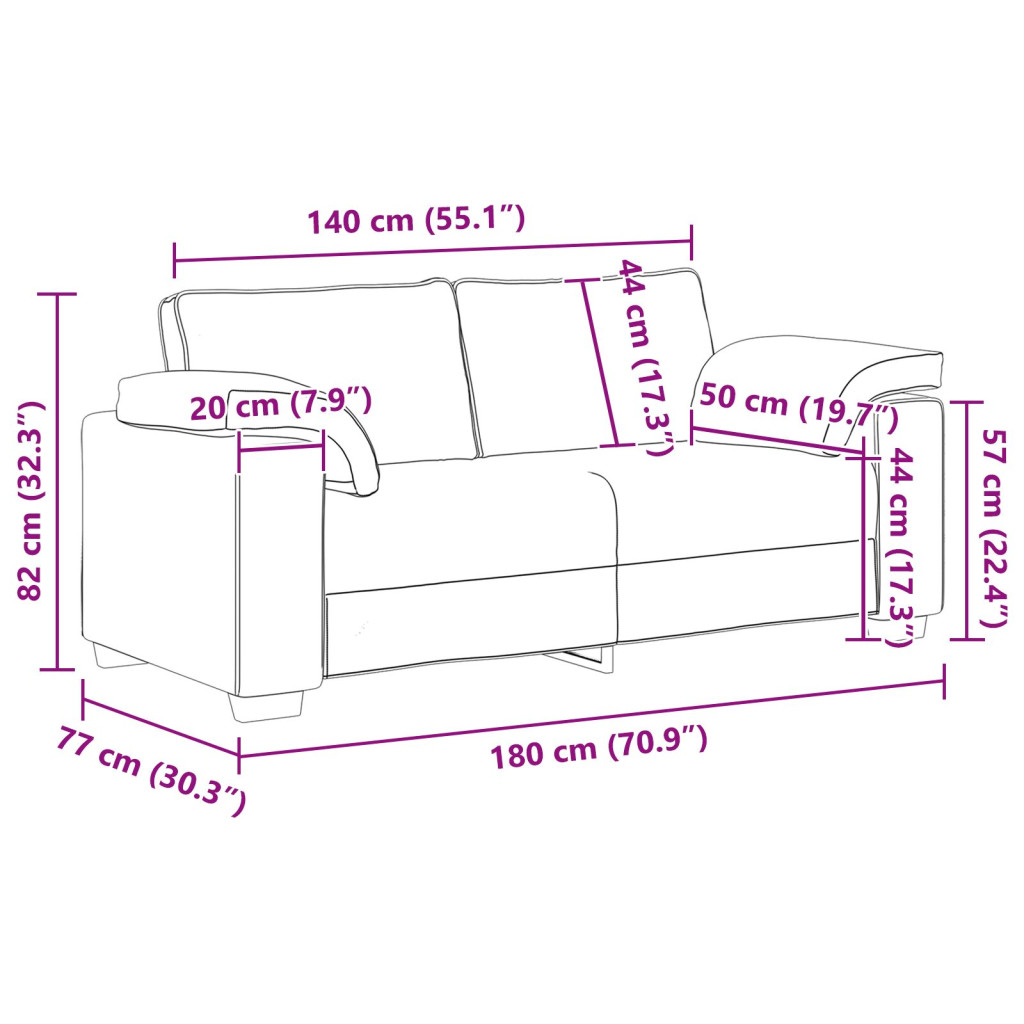 Kétfős Kanapé Sötétszürke 140 cm Szövet