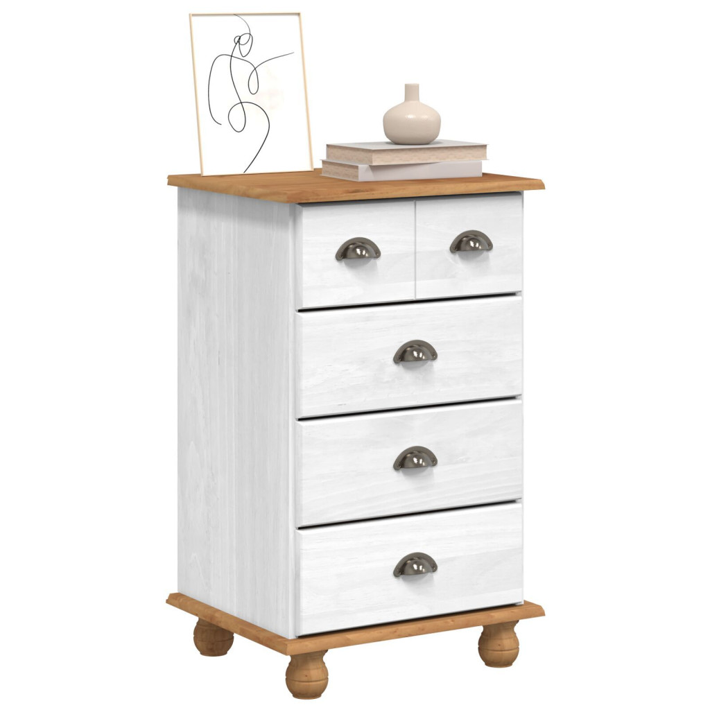 Fiókos Szekrény 'ASKIM'Fehér 45.8x40x79 cm Szilárd Fa Pinus