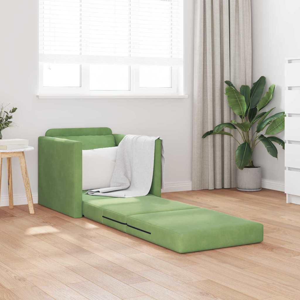 Kanapéágy 60cm Világos zöld Bársony