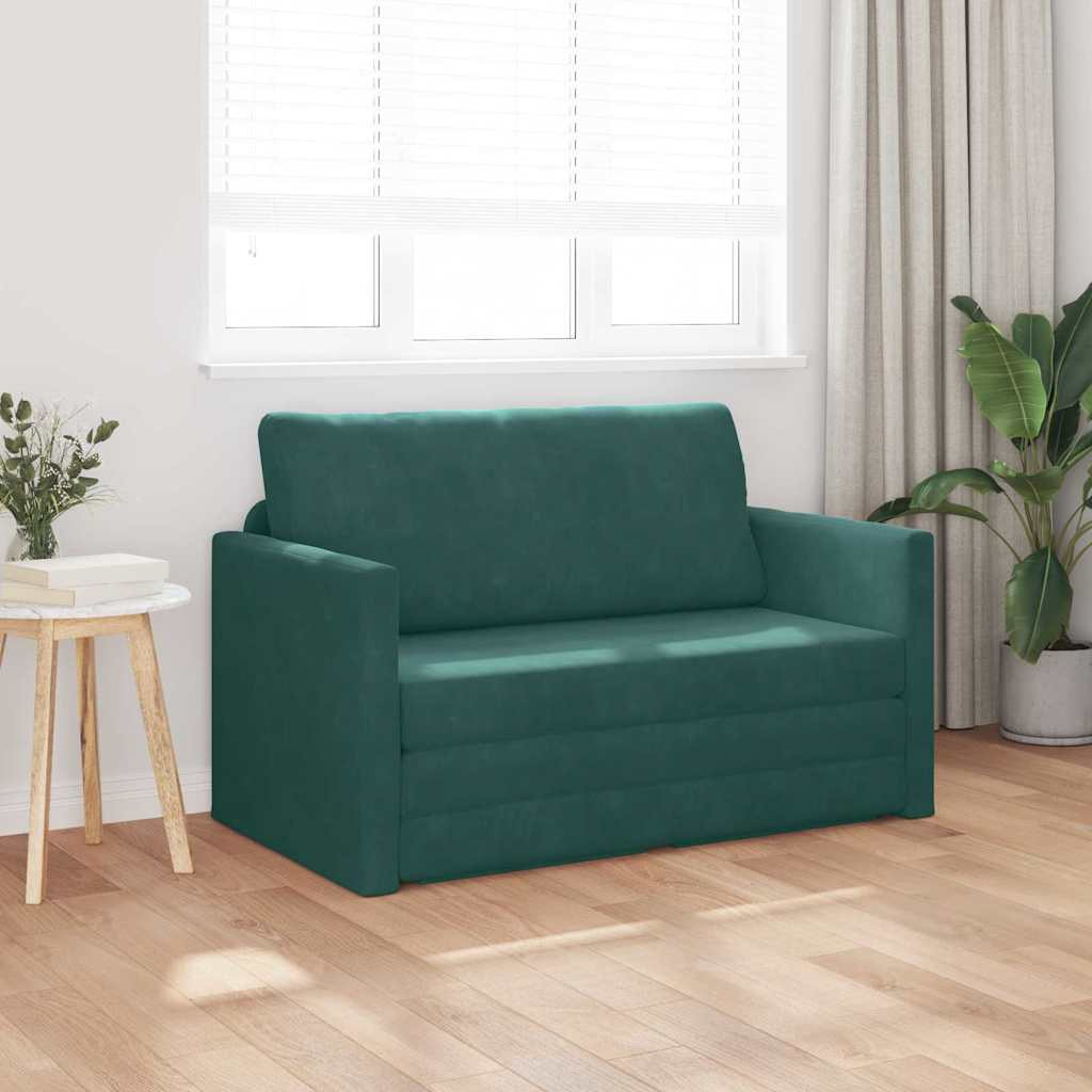 vidaXL Kanapéágy 110cm Sötétzöld Bársony