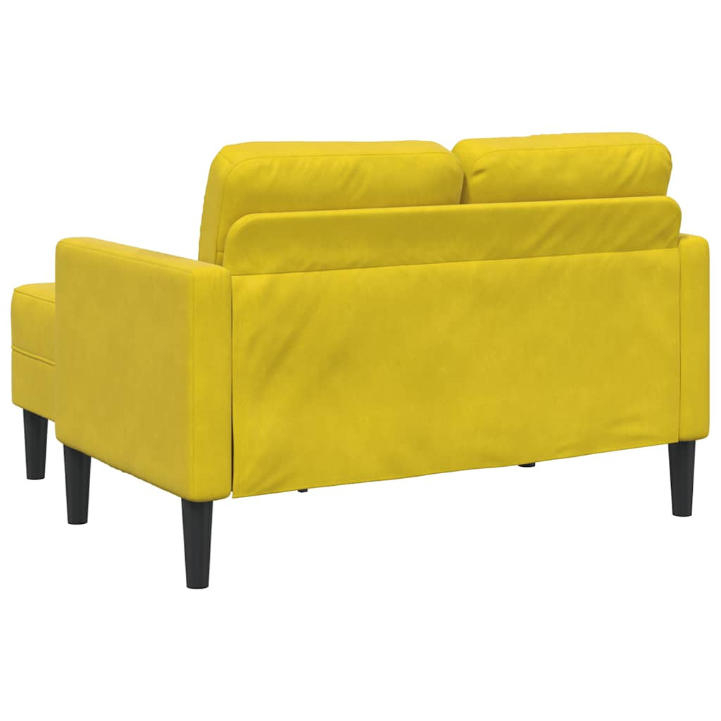 sárga bársony 2 üléses kanapé L-alakú kanapéval 125 cm