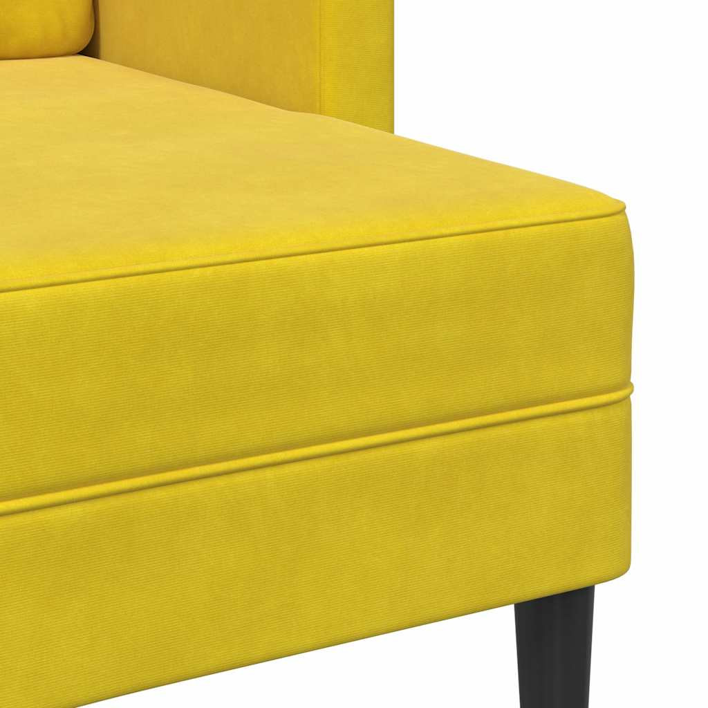 sárga bársony 2 üléses kanapé L-alakú kanapéval 125 cm