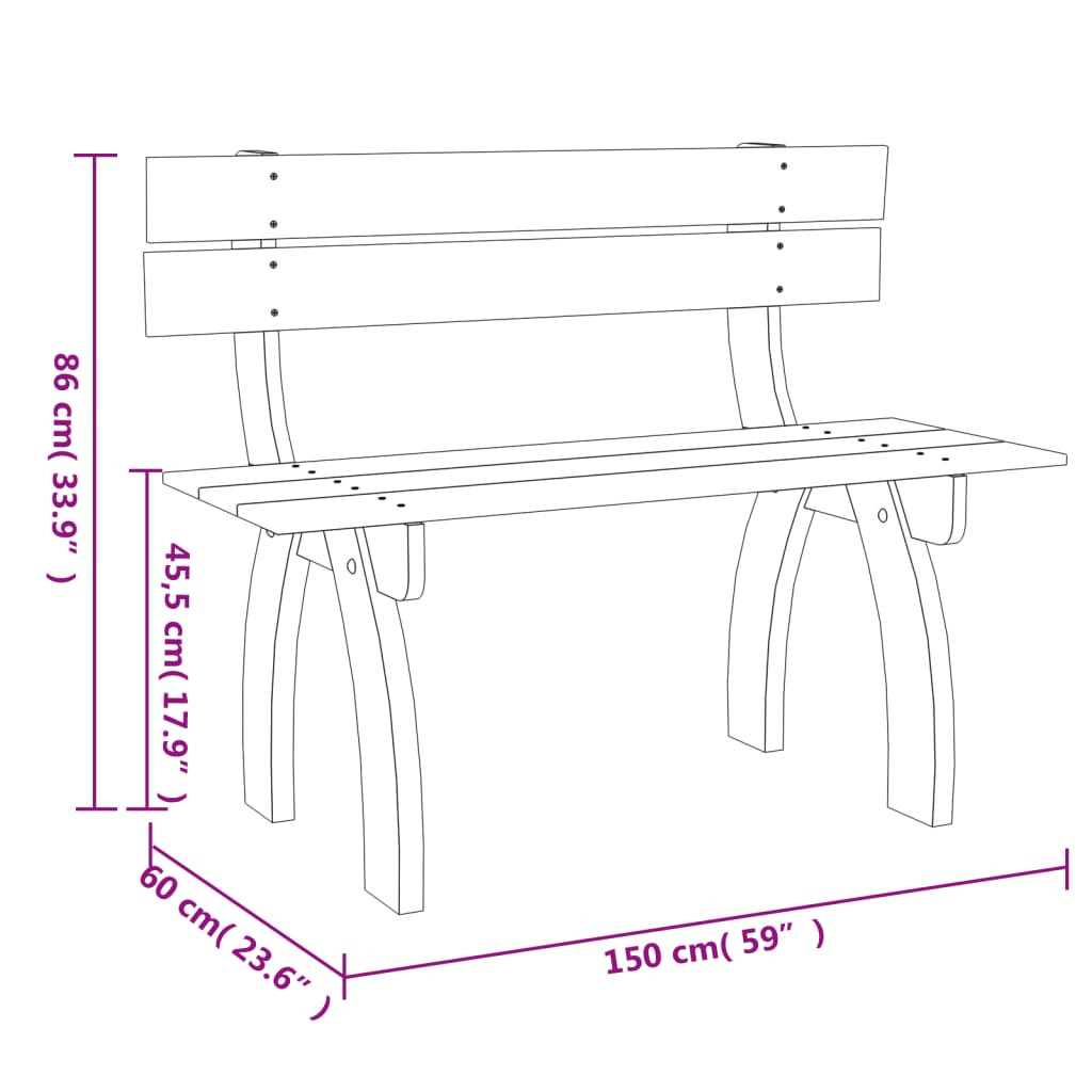 vidaXL impregnált fenyőfa kerti pad 150 cm