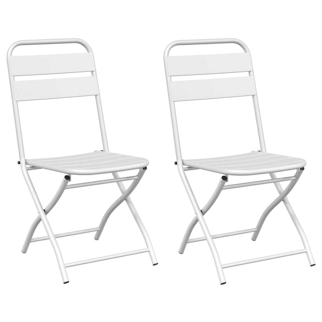 Kerti hajtható szék 2 pcs Fehér 42 x 52 x 82cm Porszórt acél