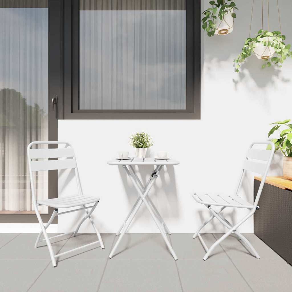 Kerti hajtható szék 2 pcs Fehér 42 x 52 x 82cm Porszórt acél