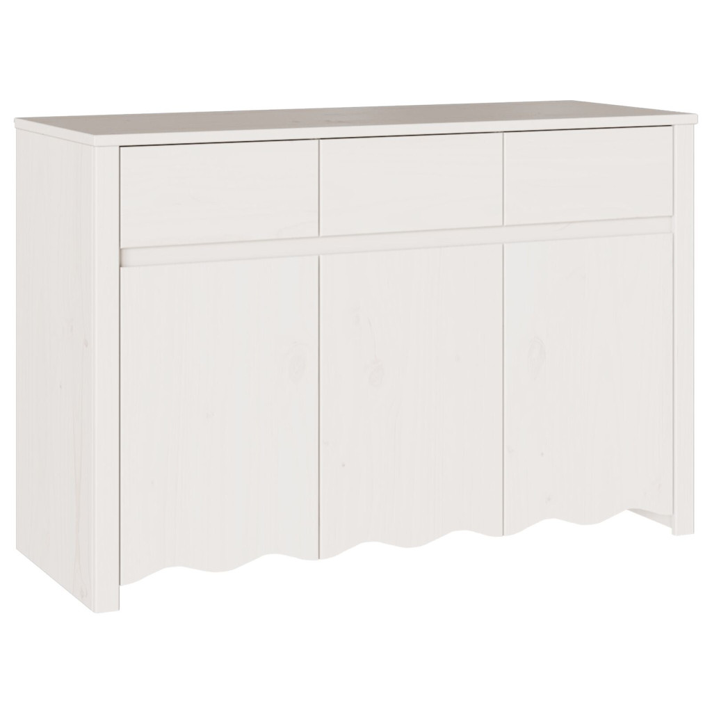 Oldalszekrény "DRAMMEN" Fehér 114x43x75,5 cm Tömbfa Fenyő